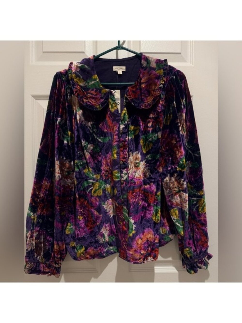 NWT Anthropologie Size Large The Keira Collared Button-Front Blouse by Pilcro